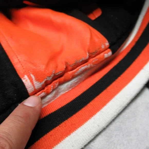 Harley Davidson‎ Jacket Youth Medium 12-14 Orange Wool Varsity Reversible READ